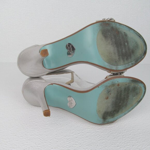 Betsey Johnson Silver Rhinestone Dress Sandals Heels Size 6.5M - Picture 10 of 11